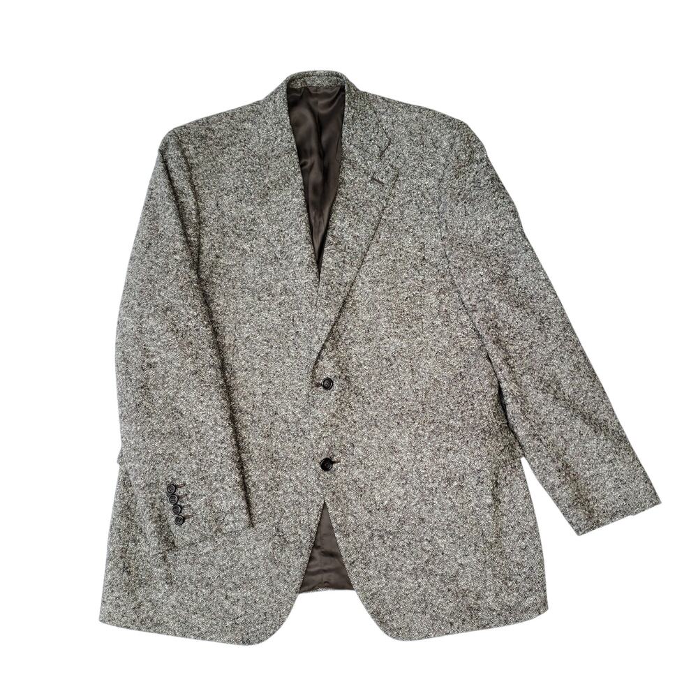 Canali Brown Tweed Wool Silk Blazer Ivy Prep Jacket Sport Coat Surgeon Cuff 46R